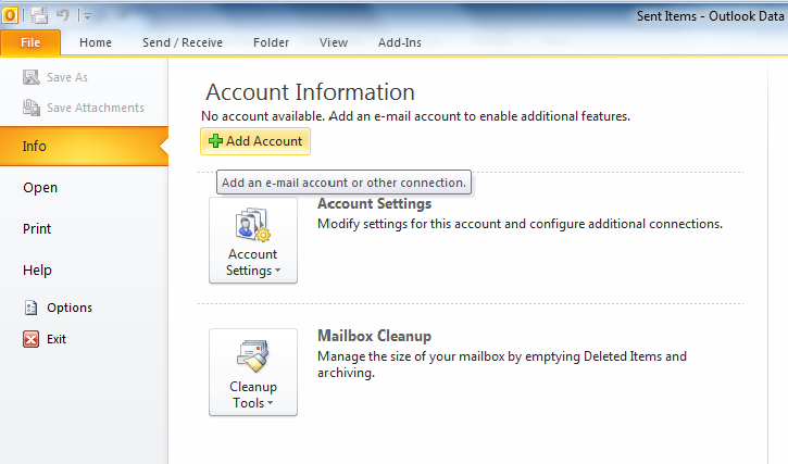 set up outlook email account