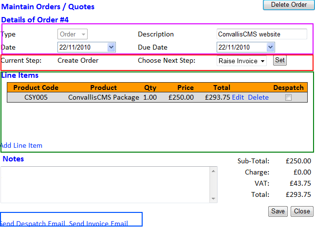 Order Maintenance Form